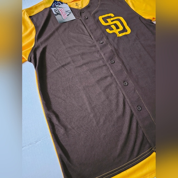 San Diego Padres Jersey Stitches Brown Gold MLB Baseball Men's Large & 2XL NWT - Picture 2 of 7
